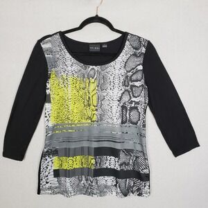 Tribal Size S Half Sleeve Top Black Yellow Snake Patchwork Animal Print Funky S